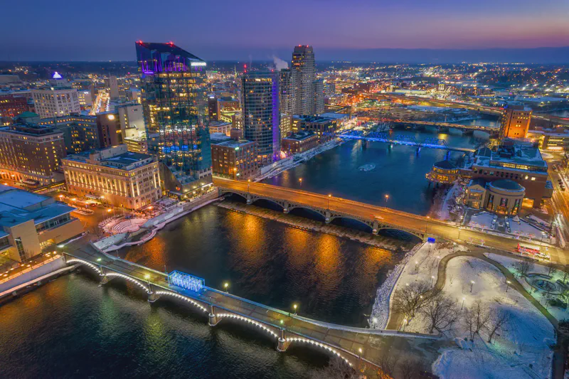 Grand Rapids at night from above