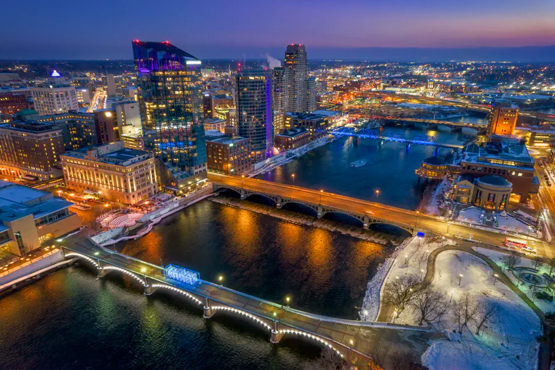 Grand Rapids at night from above
